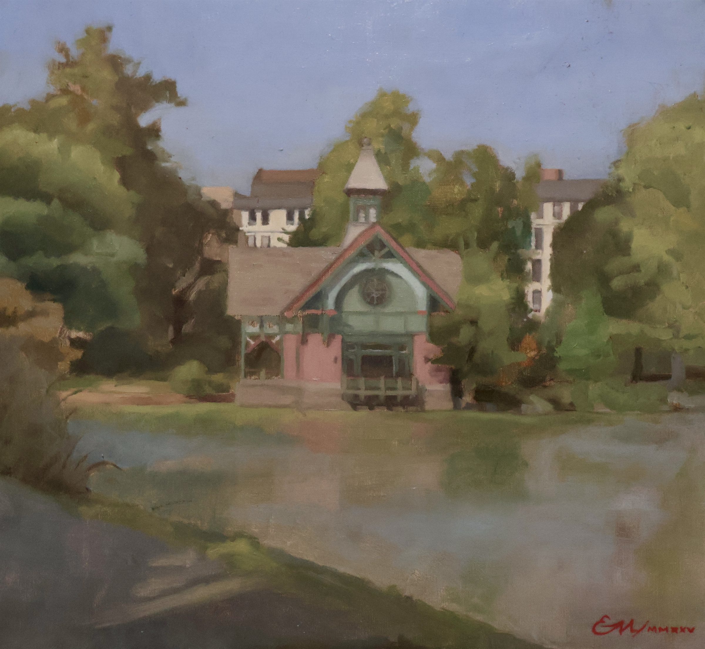 Square of Central Park in Harlem. Oil on linen, 12 × 13 in.